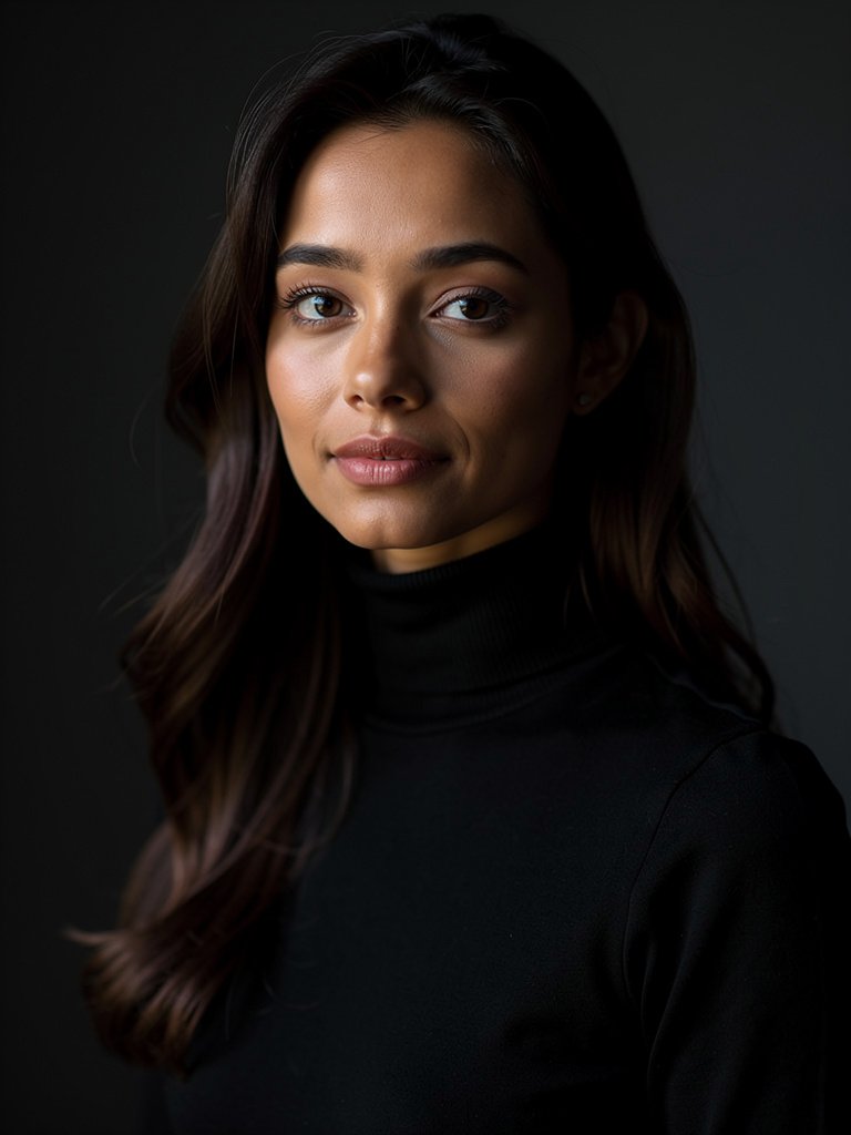 AI-generated tech founder portfolio photo of a South Asian woman in her early 20s