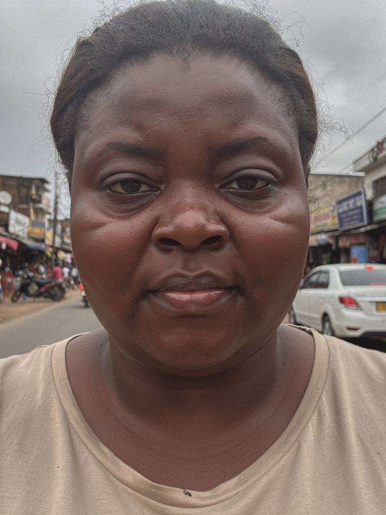 Casual before photo &mdash; an everyday snapshot of a Black African woman in her mid 30s (AI-generated)