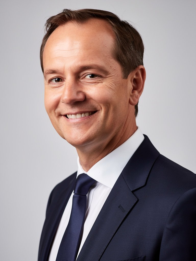 AI-generated corporate portfolio photo of a White European man in his mid 40s
