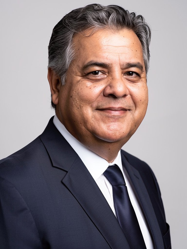 AI-generated corporate portfolio photo of a Latino man in his early 60s