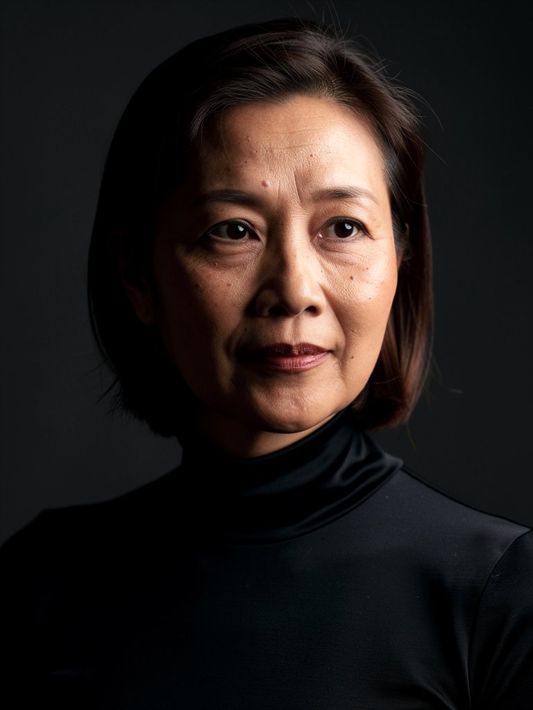 AI-generated tech founder portfolio photo of a Southeast Asian woman in her late 40s