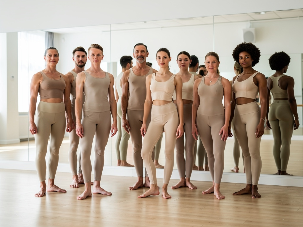 AI-generated example of a performing-arts group — a choir or dance troupe, everyone photographed to one consistent look